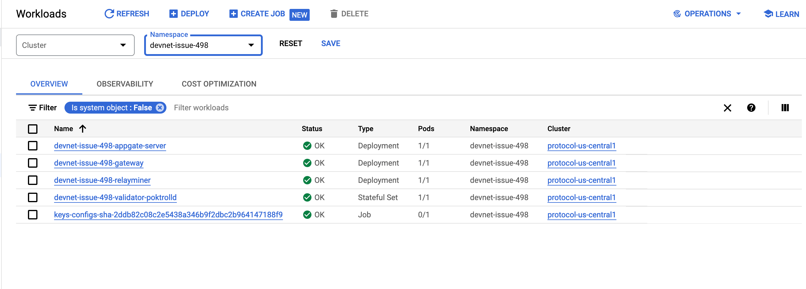 GCP console